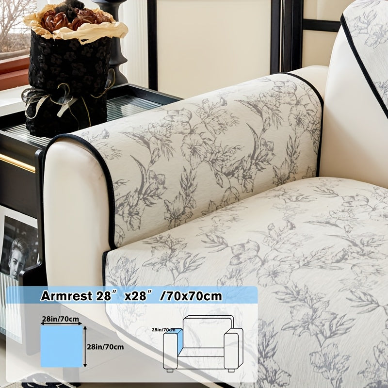 1pc of Chenille Sofa Cushion, a New High-Quality, Dust-Resistant Seat Cushion with Backrest Towel, Suitable for All Seasons, Universally Anti-Slip And Resistant to Cat Scratches, Machine Washable And Can Also Be Hand Washed