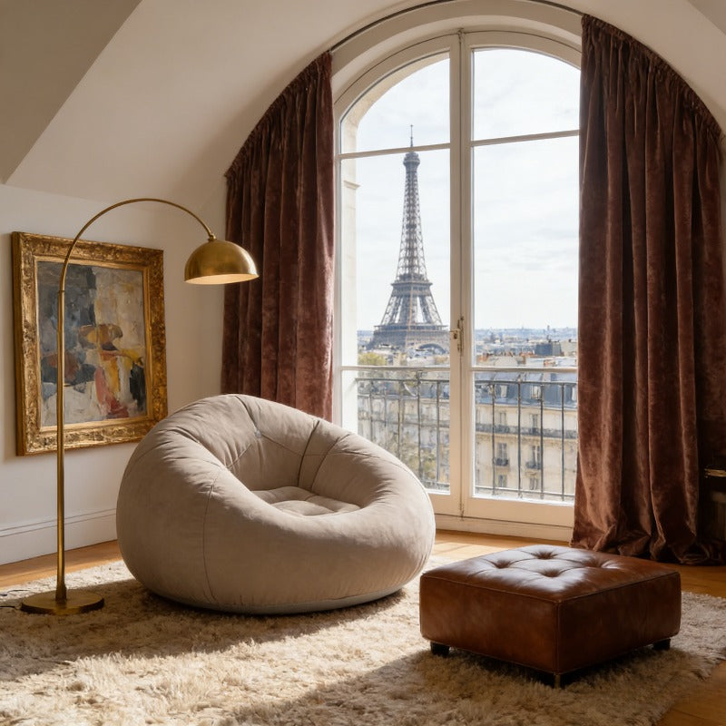 An Extra-Large Inflatable Lazy Sofa Chair | Made of Gray PVC Material, Portable And Foldable, Designed Ergonomically. Usable in All Four Seasons, Perfect for 100 Different Scenarios, Including Living Rooms And Outdoor Camping