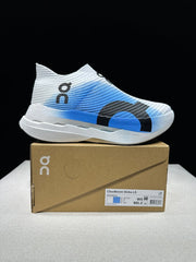 On Cloudboom Strike LS Running Shoes, White and Blue
