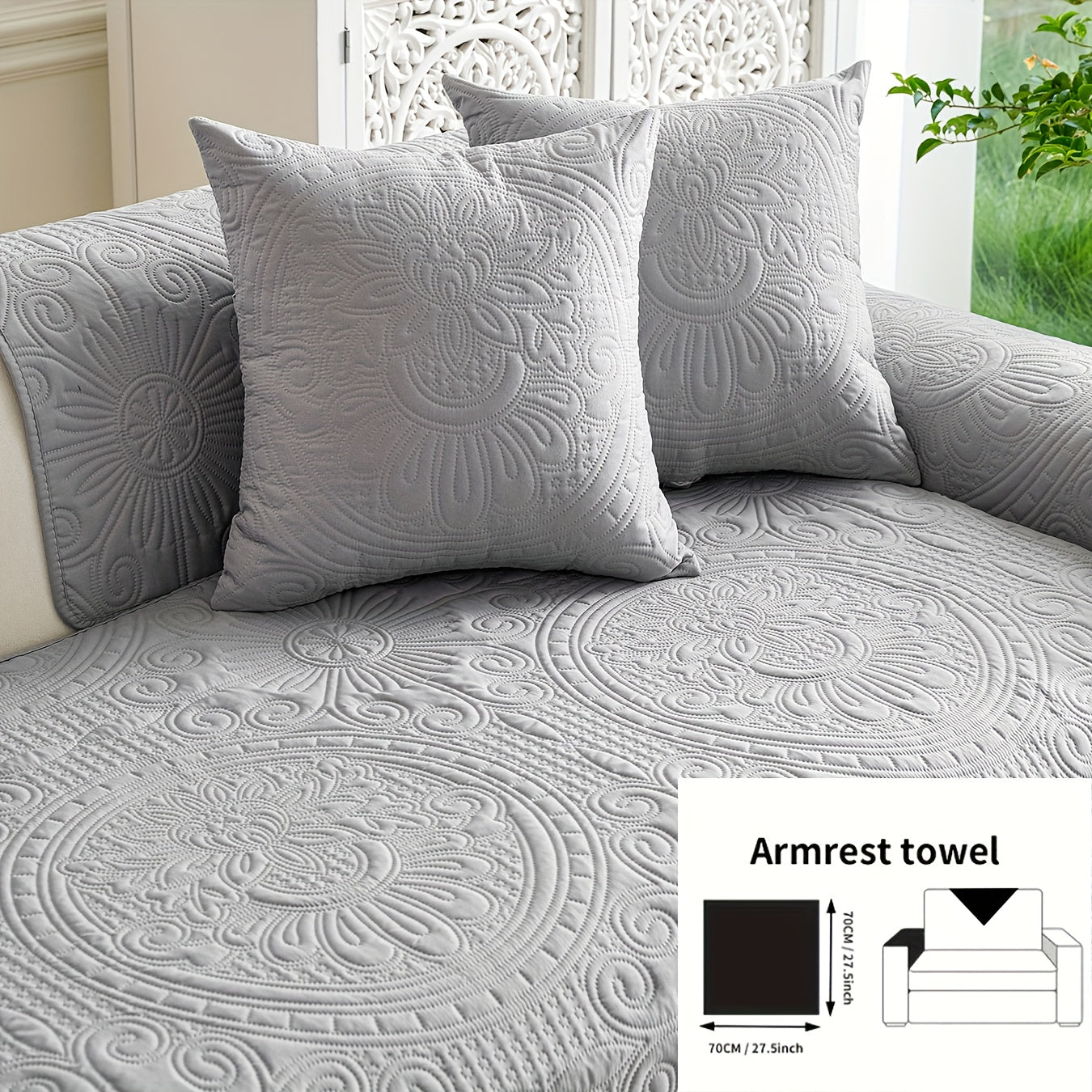 - (Yuanxin) a Single Solid Color Sofa Cushion, Featuring a Modern Ultrasonic Embossing Design, Available in Various Styles And Sizes Suitable for Different Settings, a Universal Non-Slip Sofa Cover for All Seasons, And a Furniture Protection Cover