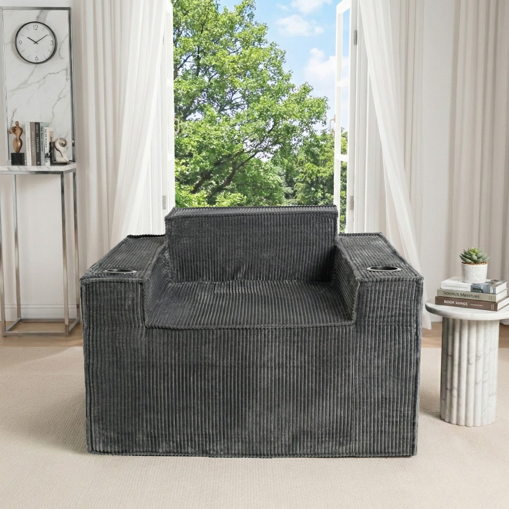 42'' Ultra-Plush Corduroy Sofa, Deep Seat, Single Couch for Small Living Room, Bedroom, No Assembly Required