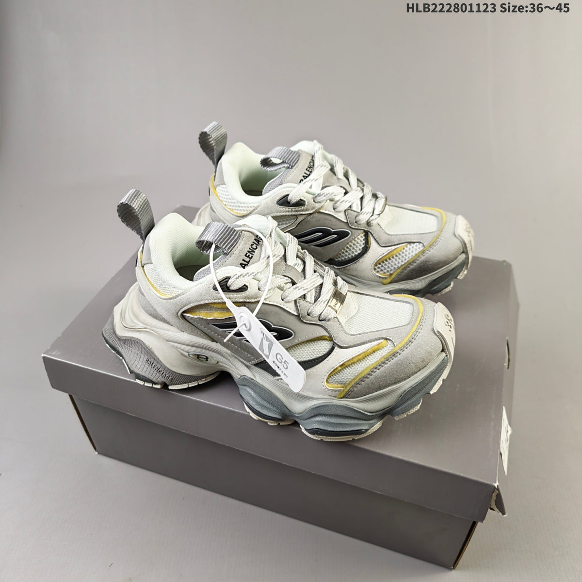Balenciaga Monday Low-Top Sneakers in Gray and White