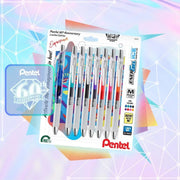 Pentel EnerGel Expressions, 60th Anniversary Limited Edition Pack, ICE Liquid Gel Pens, (0.7mm) Medium Line, Assorted Ink, 8-Pk 