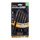 Pentel EnerGel Kuro Shades Packs, Liquid Gel Pen, 0.7mm, Assorted Ink