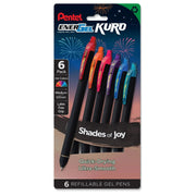 Pentel EnerGel Kuro Shades Packs, Liquid Gel Pen, 0.7mm, Assorted Ink