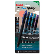 Pentel EnerGel Kuro Shades Packs, Liquid Gel Pen, 0.7mm, Assorted Ink