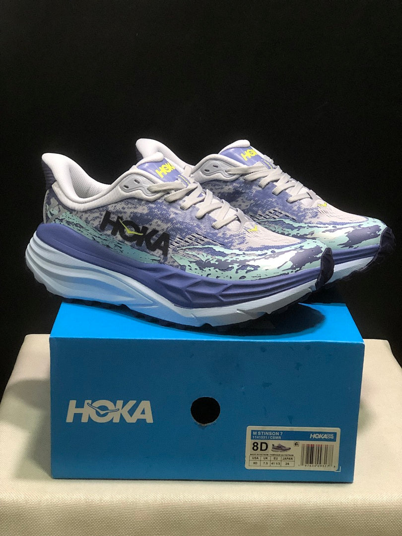HOKA Stinson 7 Running Shoes in Purple and Mint
