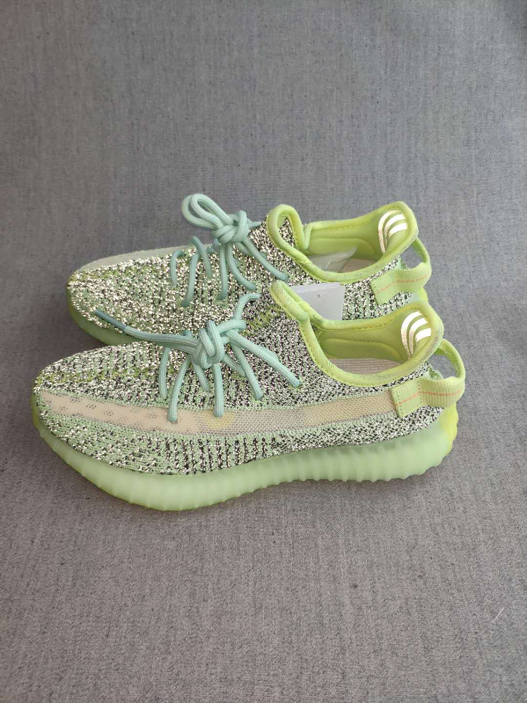Yeezy 350 V2 Knit Sneakers in Lime Green and Mint