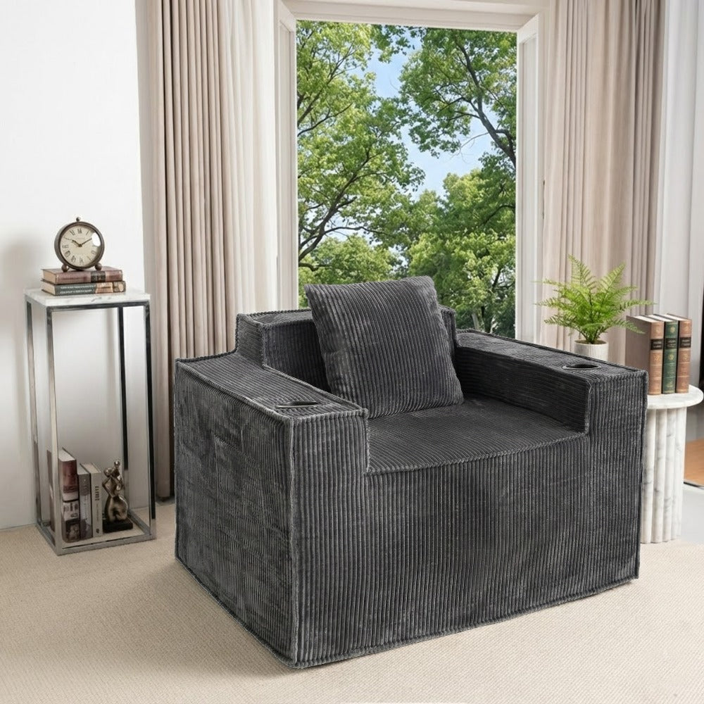 42'' Ultra-Plush Corduroy Sofa, Deep Seat, Single Couch for Small Living Room, Bedroom, No Assembly Required