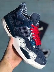 Jordan 4 Sashiko-Style Embroidered Sneakers Navy
