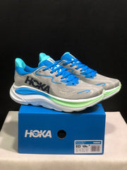 HOKA Clifton 10 Running Shoes in Gray and Blue