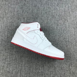 Air Jordan 1 Mid White and Red Sneakers 554725-103