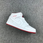 Air Jordan 1 Mid White and Red Sneakers 554725-103