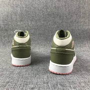 Air Jordan 1 Mid GG Sneakers in Olive Green and White