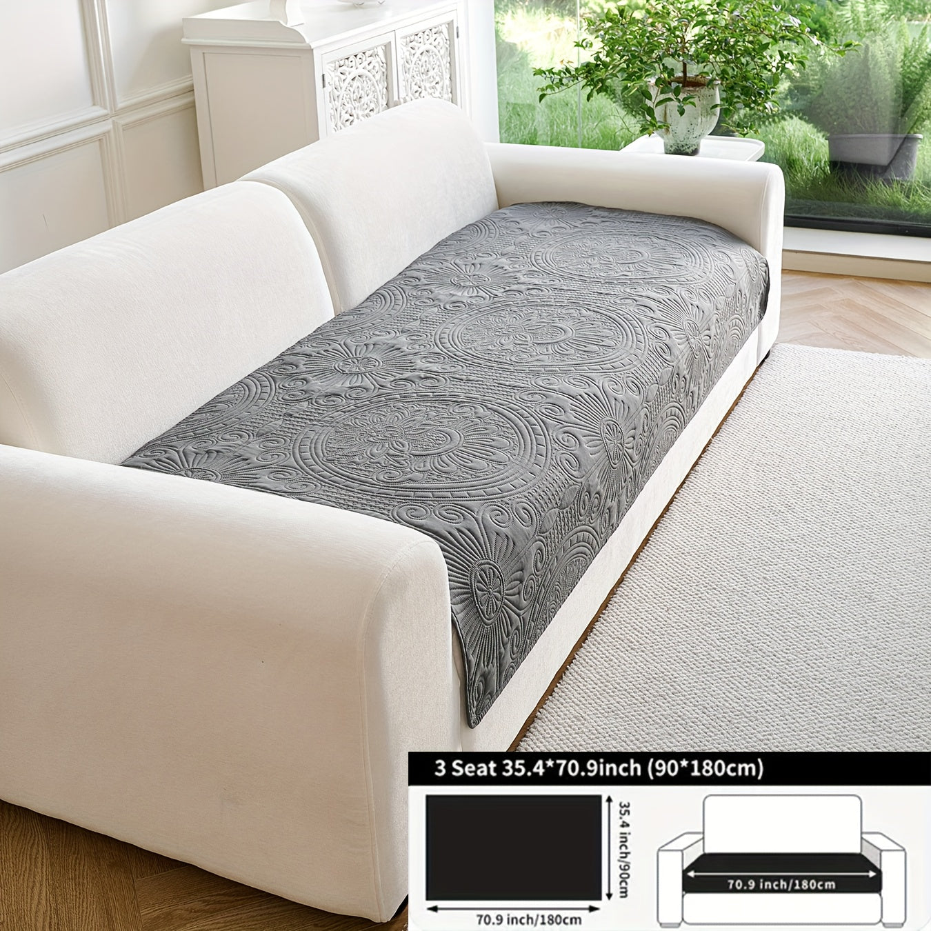 - (Yuanxin) a Single Solid Color Sofa Cushion, Featuring a Modern Ultrasonic Embossing Design, Available in Various Styles And Sizes Suitable for Different Settings, a Universal Non-Slip Sofa Cover for All Seasons, And a Furniture Protection Cover