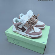Off-White Low-Top Sneakers in White and Dusty Pink