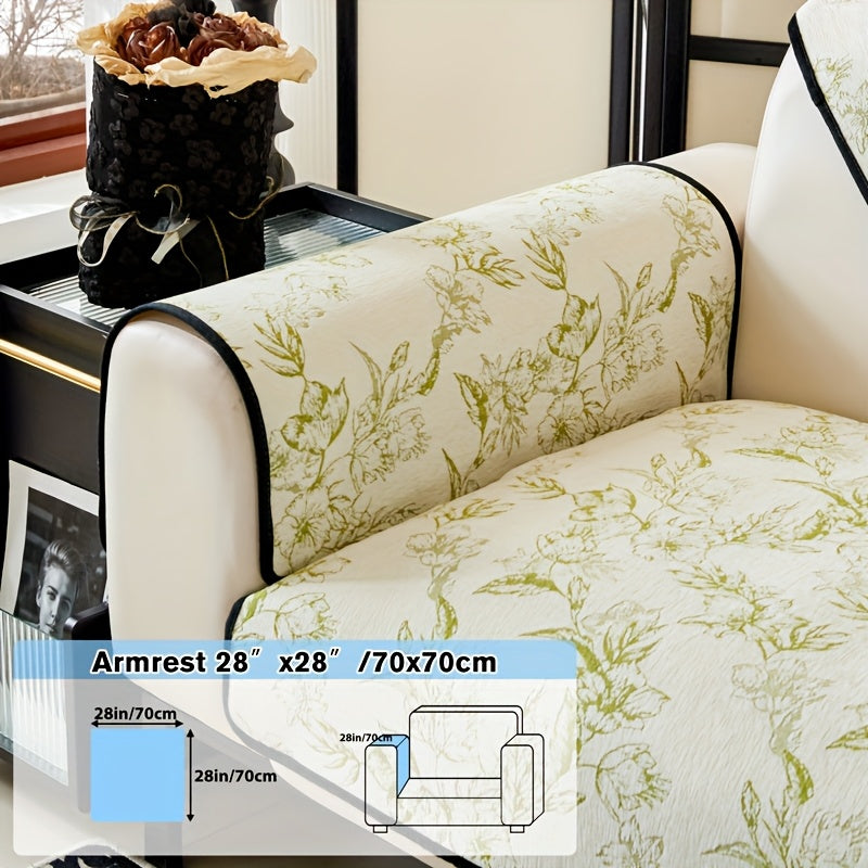 1pc of Chenille Sofa Cushion, a New High-Quality, Dust-Resistant Seat Cushion with Backrest Towel, Suitable for All Seasons, Universally Anti-Slip And Resistant to Cat Scratches, Machine Washable And Can Also Be Hand Washed