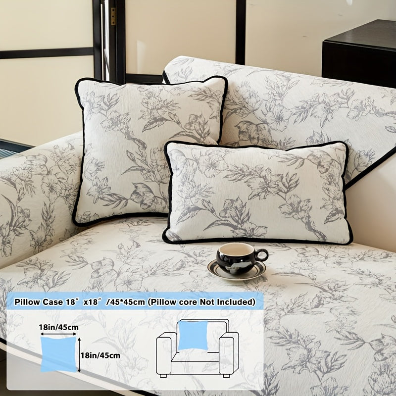 1pc of Chenille Sofa Cushion, a New High-Quality, Dust-Resistant Seat Cushion with Backrest Towel, Suitable for All Seasons, Universally Anti-Slip And Resistant to Cat Scratches, Machine Washable And Can Also Be Hand Washed