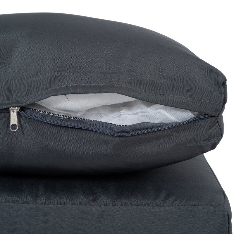 2pcs Outdoor Brown PE Wicker Sofa Set | Single Sofa with Grey Cushion, Engineered Wood Frame, 40D Density