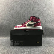 Air Jordan 1 Mid Chicago Starfish Sneakers, Red and Black