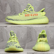 Yeezy Boost 350 V2 Sneakers in Lime Green and Charcoal