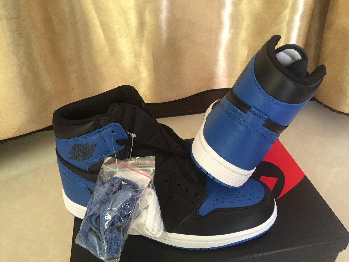 Jordan 1 High Black and Royal Blue Sneakers