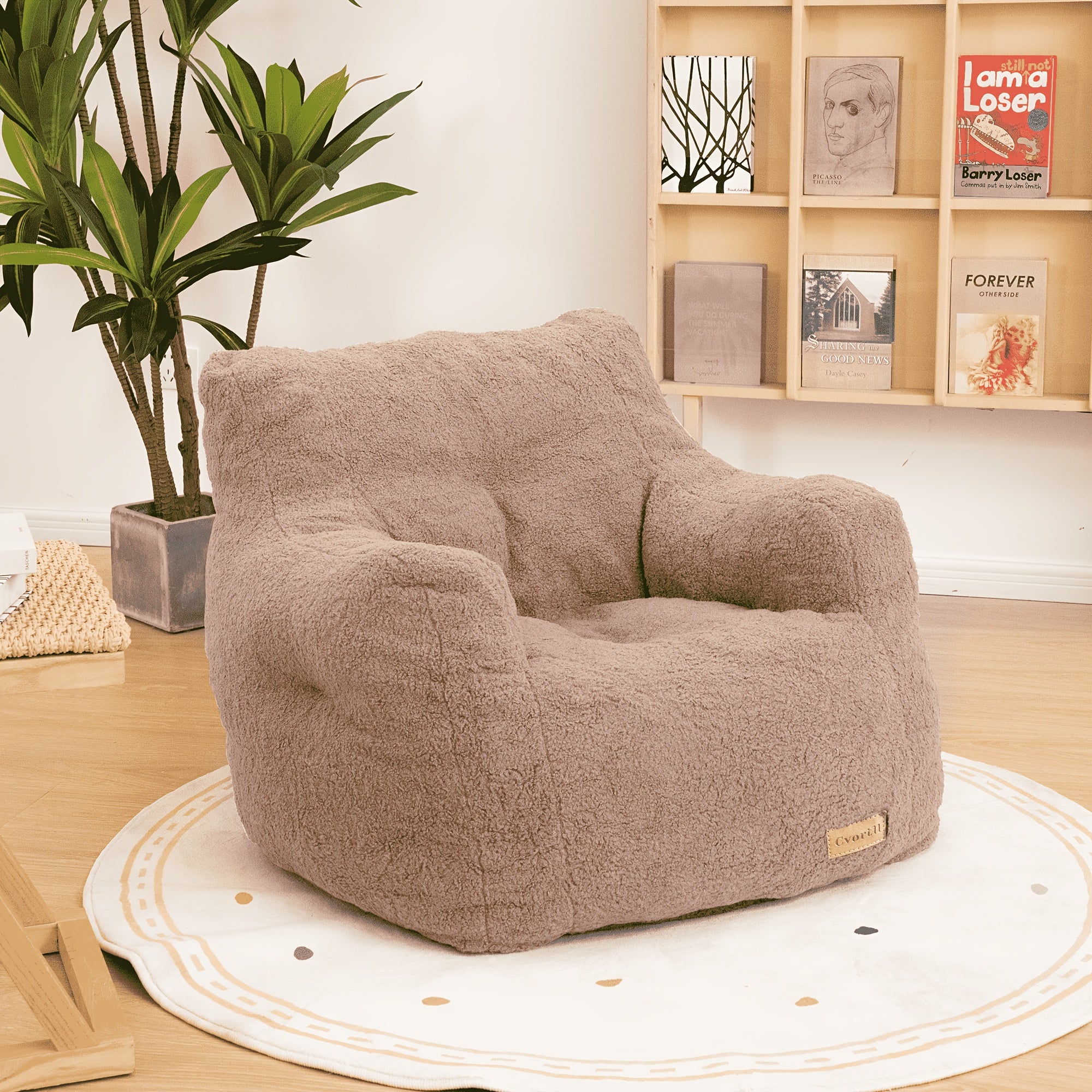 Cozy Bean Bag Sofa Fluffy & Comfy Bean Bag Chair With Filler | Tufted Soft Stuffed Filling, Handrail - For Bedroom, Apartment, Living Room