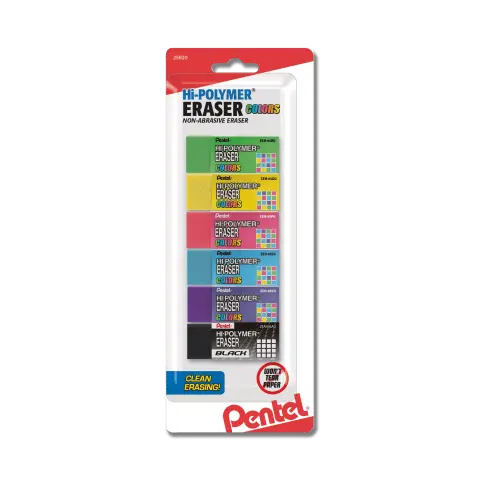 Hi-Polymer Eraser Colors - Assorted 6-Pack