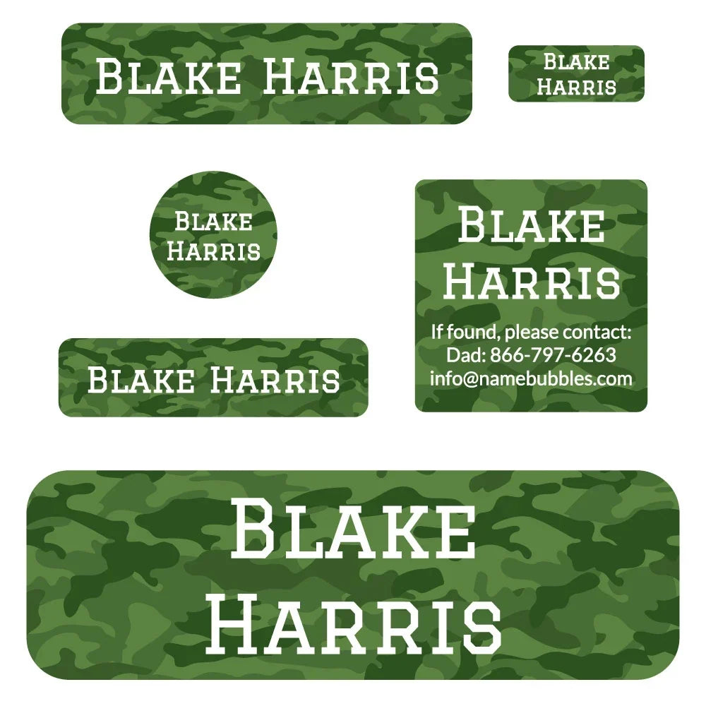Camo School Labels Pack