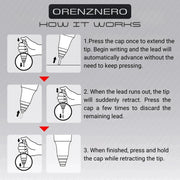 Pentel Orenz Nero Mechanical Drafting Pencil, Automatic Lead Advance, Black Barrel 