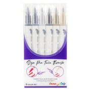 Pentel Arts Sign Pen Twin Brush, 6-Packs
