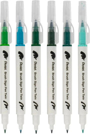 Pentel Arts Sign Pen Twin Brush, 6-Packs