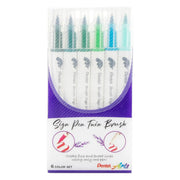 Pentel Arts Sign Pen Twin Brush, 6-Packs