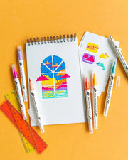 Pentel Arts Sign Pen Twin Brush, 6-Packs