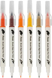 Pentel Arts Sign Pen Twin Brush, 6-Packs