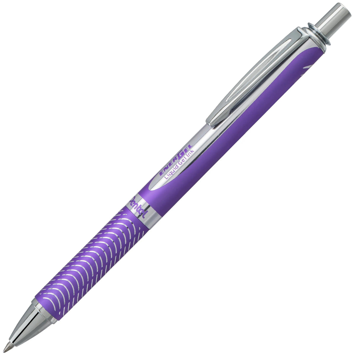 Pentel EnerGel Alloy Retractable Premium Liquid Gel Pen, (0.7mm) Metal Tip, Medium Line, Violet Barrel, Violet Ink