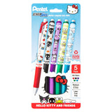 Pentel EnerGel RTX Liquid Gel Pen, Hello Kitty® and Friends, Limited Edition, Mix 1, 0.7mm, Med Line, Assorted Ink, 5-Pk