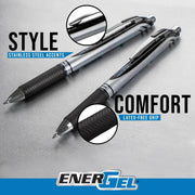 Pentel EnerGel RTX Retractable Liquid Gel Pen, (0.7mm) Medium Line, Metal Tip, Assorted Ink, 10-Pk