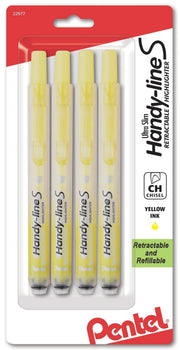 Pentel Handy-Line S Retractable Highlighters, Chisel Tip, 4-Pk