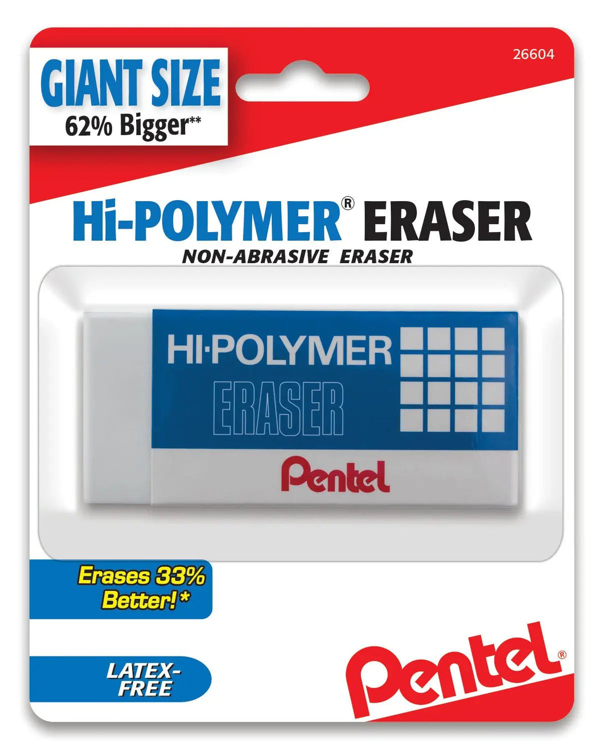Pentel Hi-Polymer Block Eraser, Extra Large, White 1-Pk