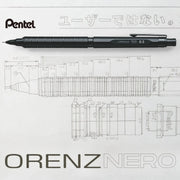 Pentel Orenz Nero Mechanical Drafting Pencil, Automatic Lead Advance, Black Barrel 