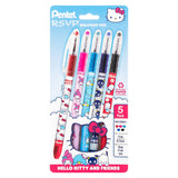 Pentel RSVP Ballpoint Pen, Hello Kitty® and Friends, Limited Edition, Mix 2, 0.7mm Fine Line, Assorted Ink, 5-Pk