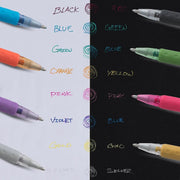 Pentel Sparkle and Krazy Pop, Metallic Gel Ink Pen, (1.0mm), Bold Line, Assorted Ink Colors, 12-Pk
