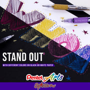 Pentel Sparkle and Krazy Pop, Metallic Gel Ink Pen, (1.0mm), Bold Line, Assorted Ink Colors, 12-Pk