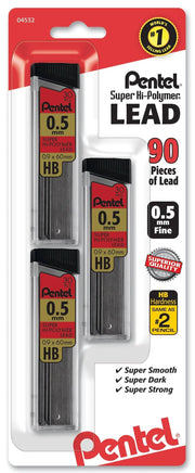 Pentel Super Hi-Polymer Lead Refill (0.5mm) Fine, 30 pcs/Tube, Assorted Packs