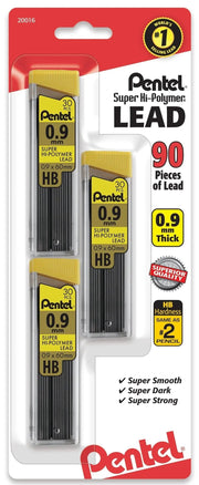 Pentel Super Hi-Polymer Lead Refill (0.9mm) Bold, 30 pcs/Tube, Assorted Packs