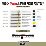 Pentel Super Hi-Polymer Lead Refill (0.9mm) Bold, 30 pcs/Tube, Assorted Packs