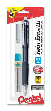Pentel Twist-Erase III Mechanical Pencil, (0.7mm) Lead and Eraser Refill, 1-Pk