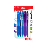 Pentel Wow! Retractable Ballpoint Pen, 1.0mm Medium Line, Assorted Colors, 5-Pk
