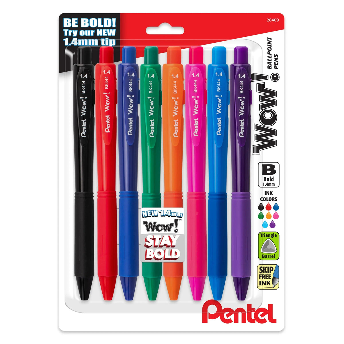 Pentel WOW! Retractable Ballpoint Pens, 8-Pack